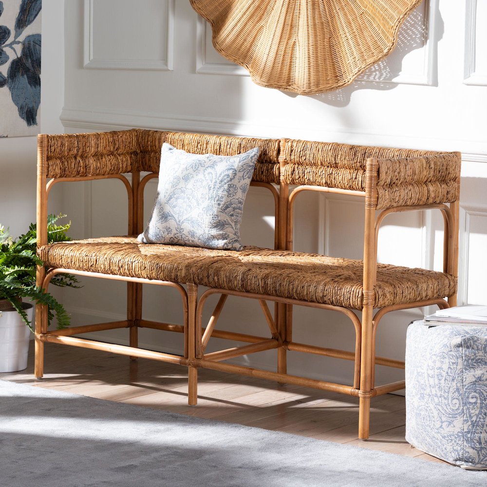 Adisa Natural Rattan Bench - Handcrafted Banquette. Picture 8