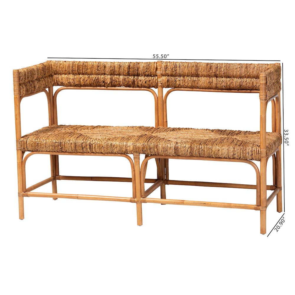 Adisa Natural Rattan Bench - Handcrafted Banquette. Picture 9