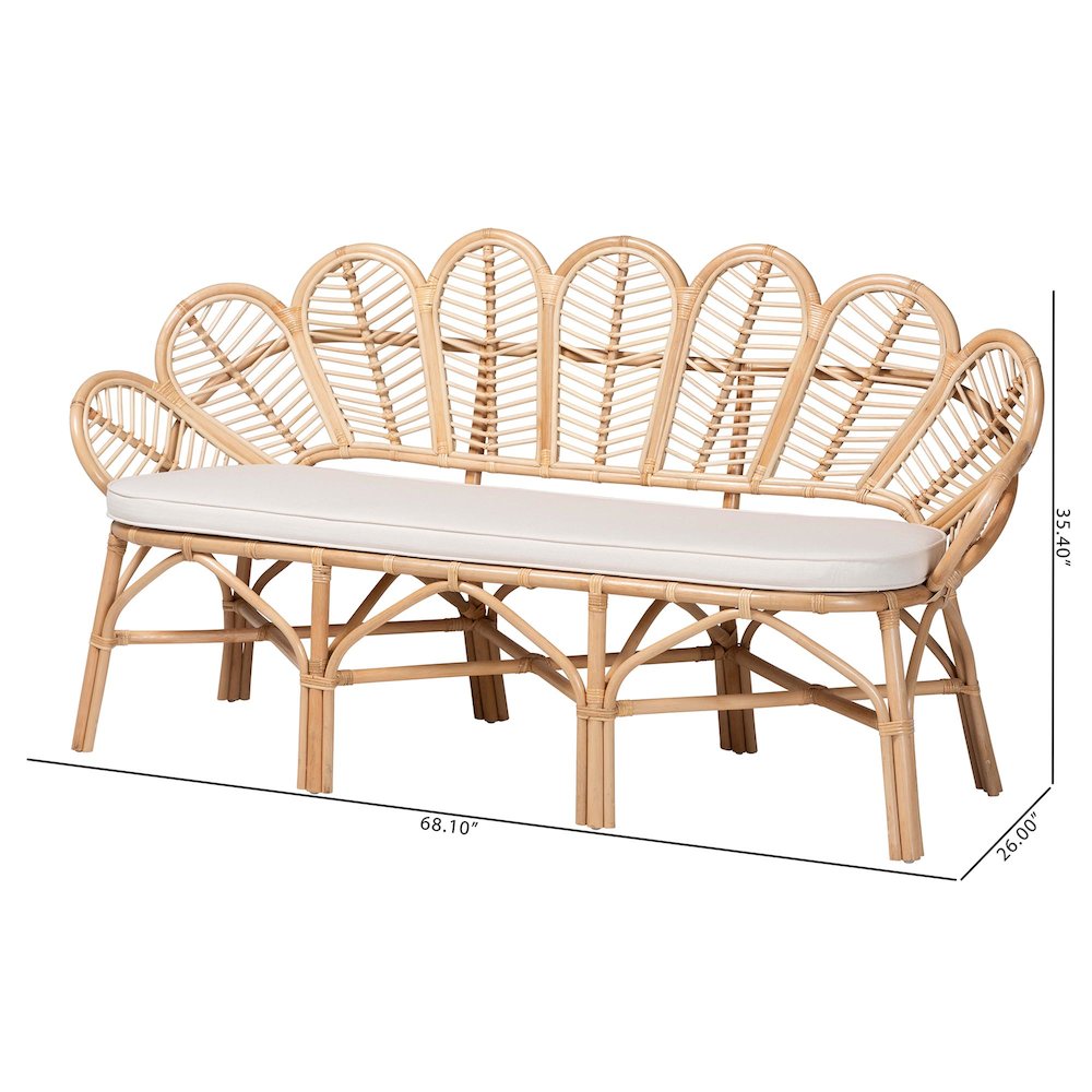 Eliava Natural Rattan Accent Bench. Picture 10