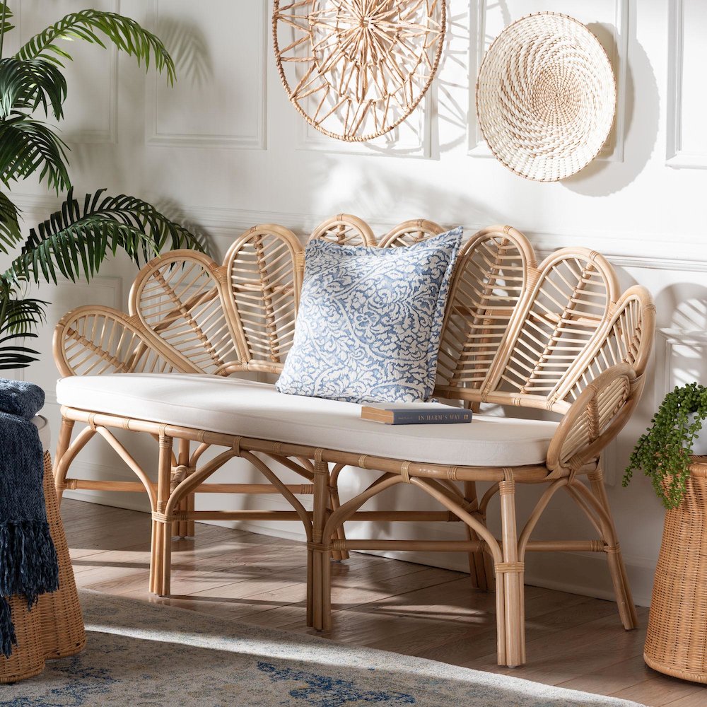 Eliava Natural Rattan Accent Bench. Picture 8