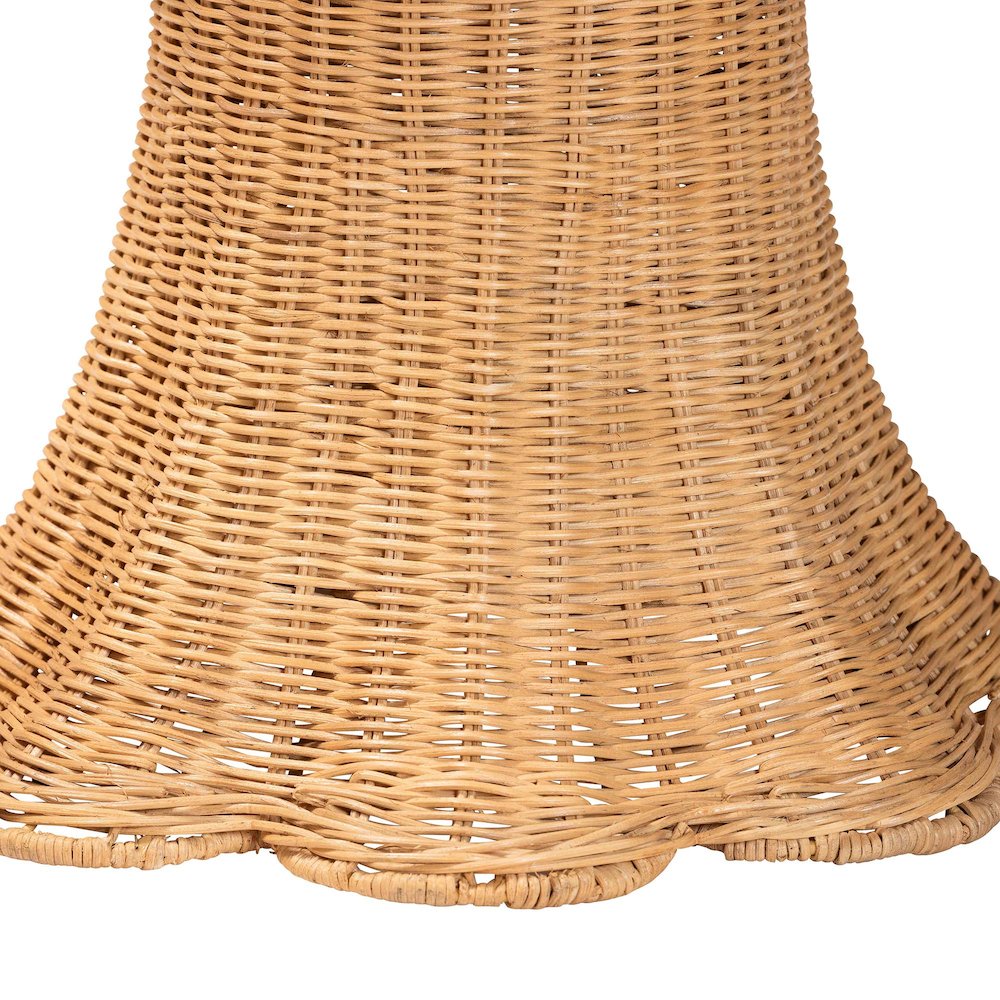 Avalon Scallop Natural Rattan Pedestal Side Table. Picture 3