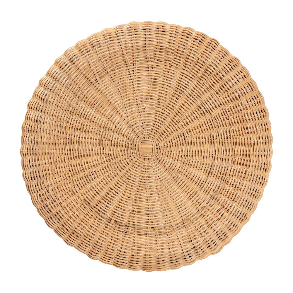 Avalon Scallop Natural Rattan Pedestal Side Table. Picture 4