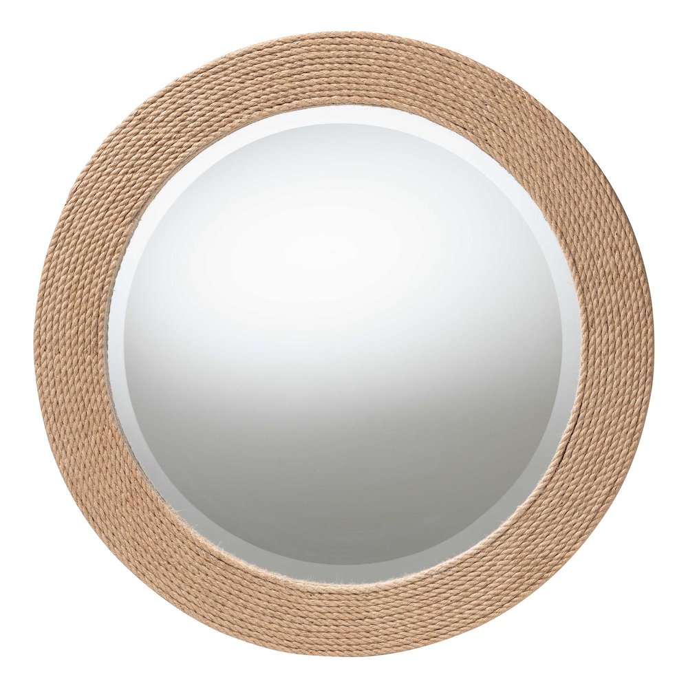 Nieva Round Woven Rope Mirror - Coastal Mirror. Picture 1