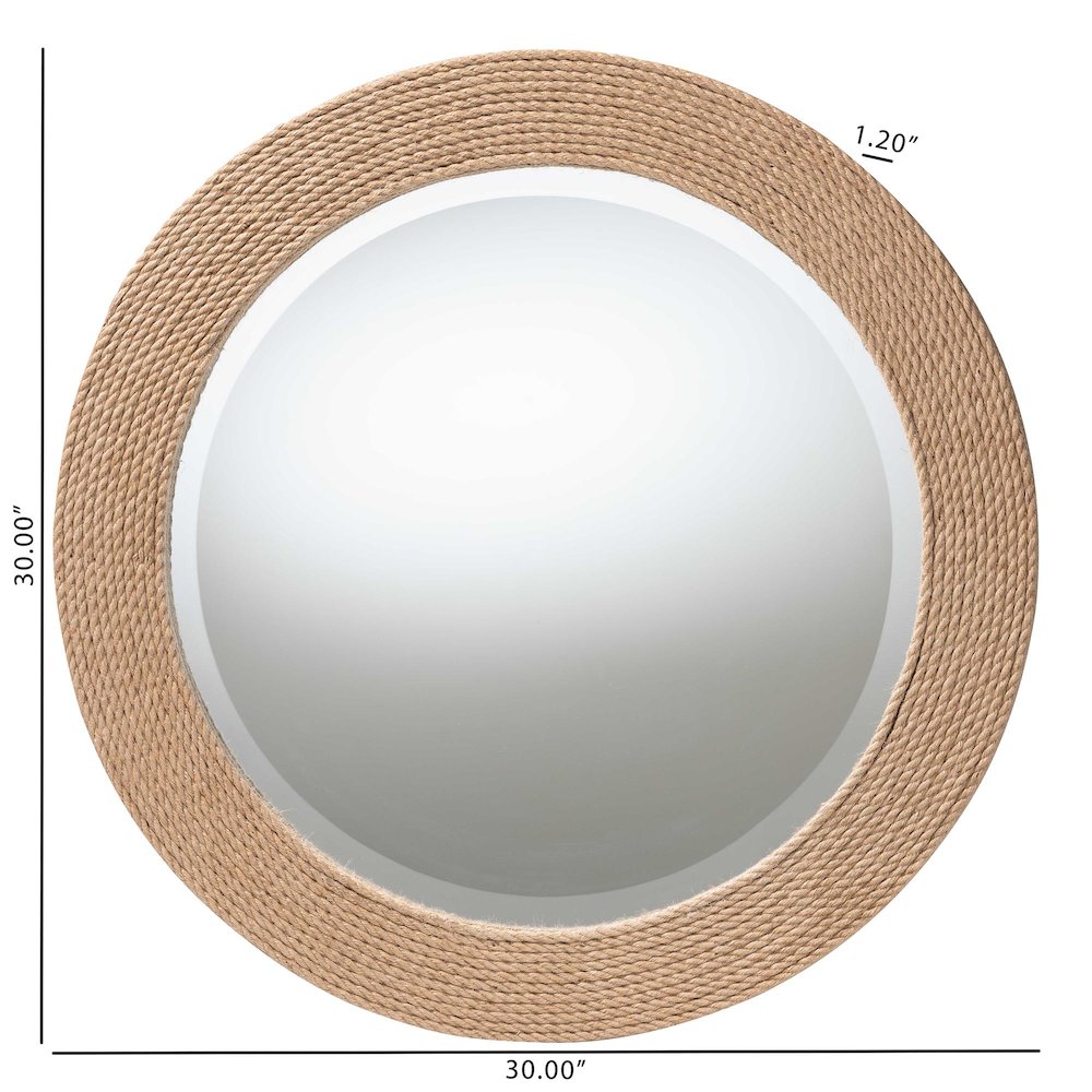 Nieva Round Woven Rope Mirror - Coastal Mirror. Picture 4