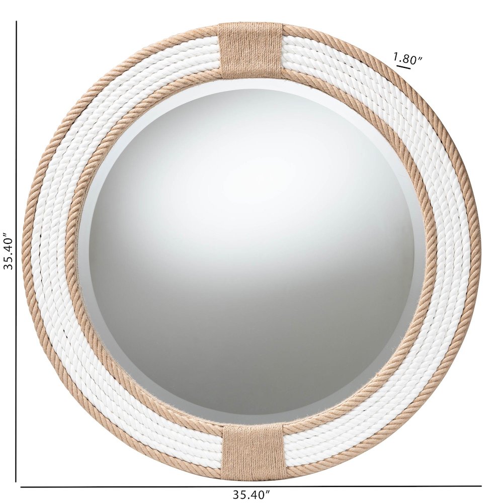 Adita Round Woven Rope Mirror - Coastal Mirror. Picture 4