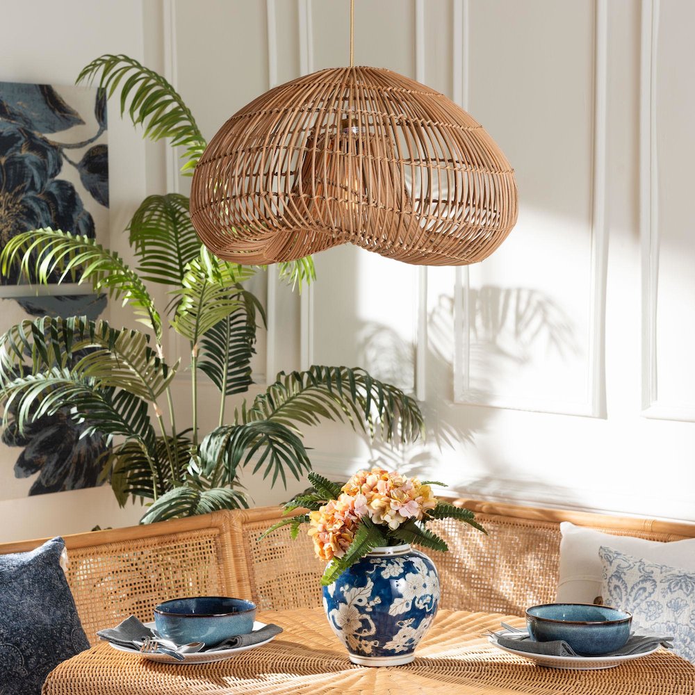 Hansa Natural Rattan Pendant Lampshade - Handcrafted. Picture 3