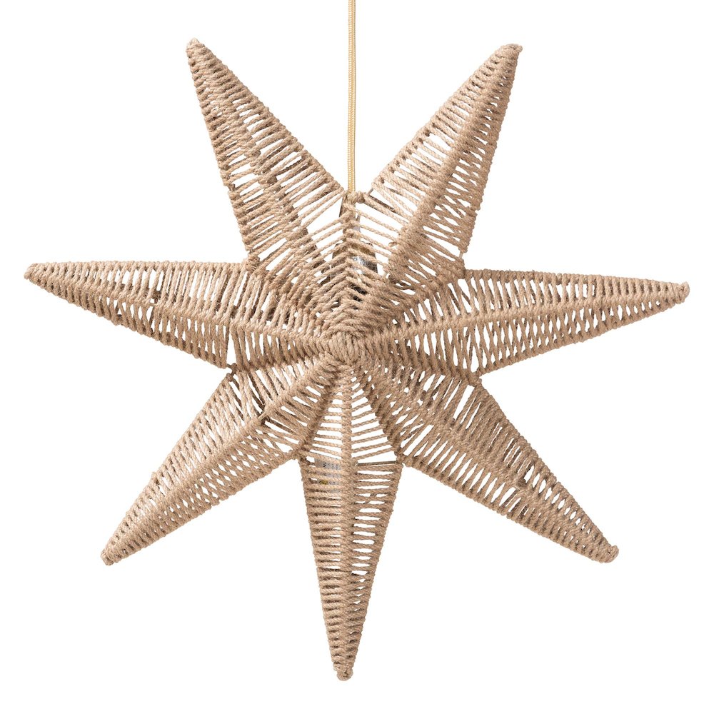 Idriya Handwoven Jute Pendant Lampshade - Star-Shaped Natural Fiber Light Cover. Picture 1