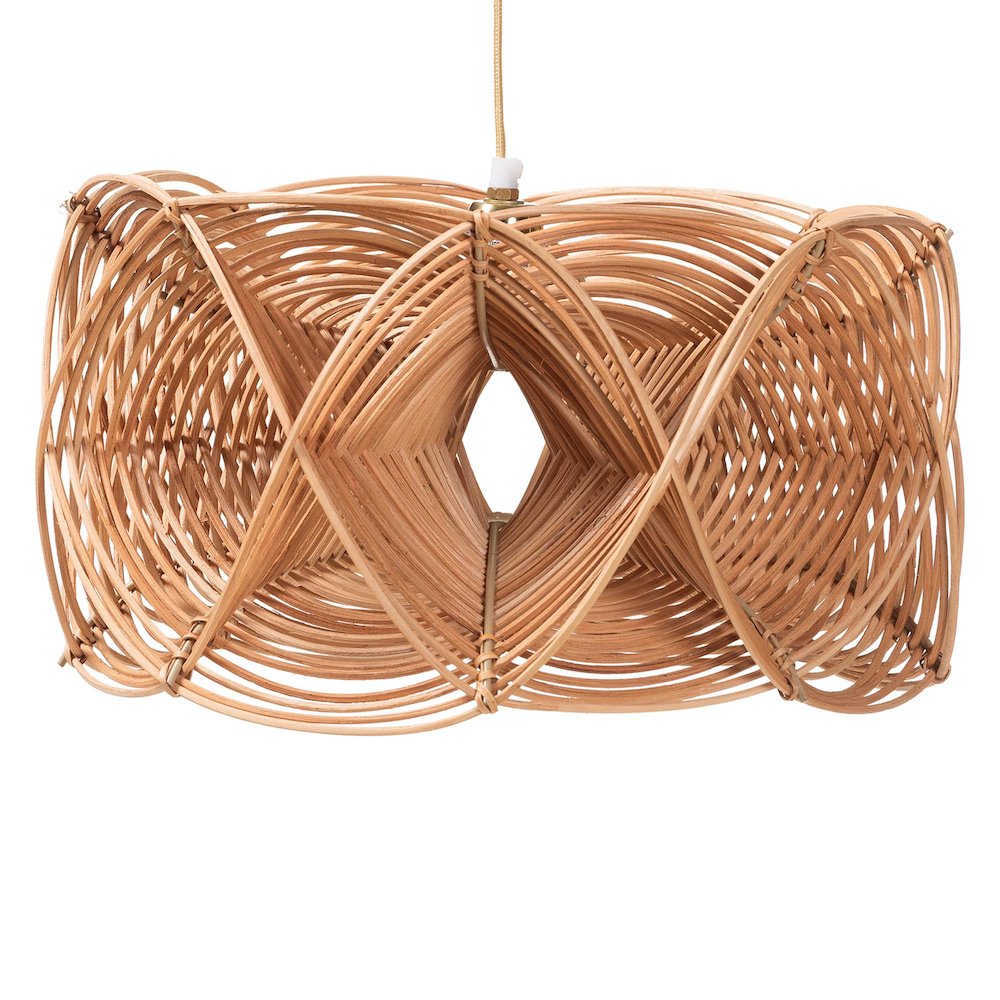 Jeneth Natural Rattan Pendant Lampshade - Coastal Boho Ceiling Light Cover. Picture 1