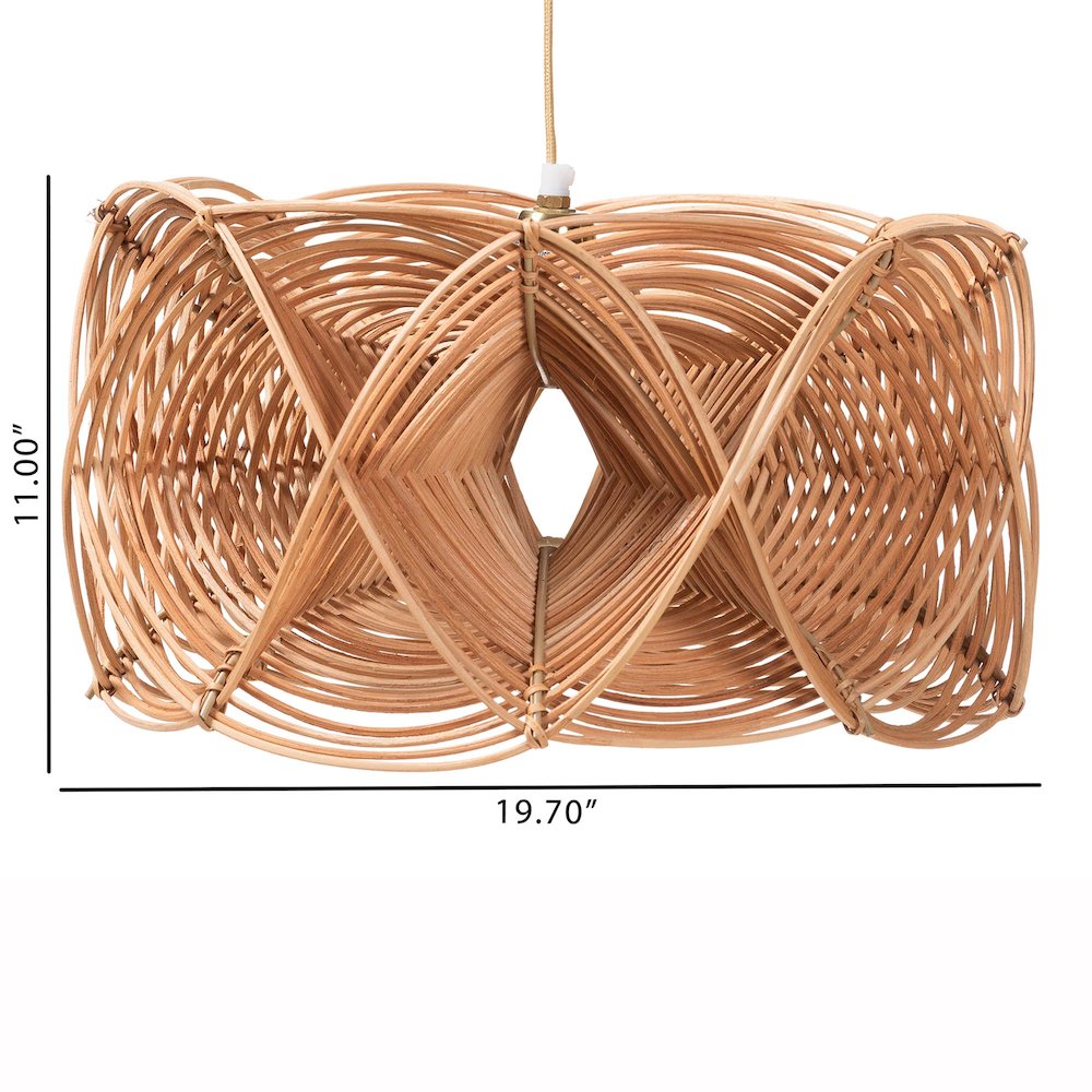 Jeneth Natural Rattan Pendant Lampshade - Coastal Boho Ceiling Light Cover. Picture 2