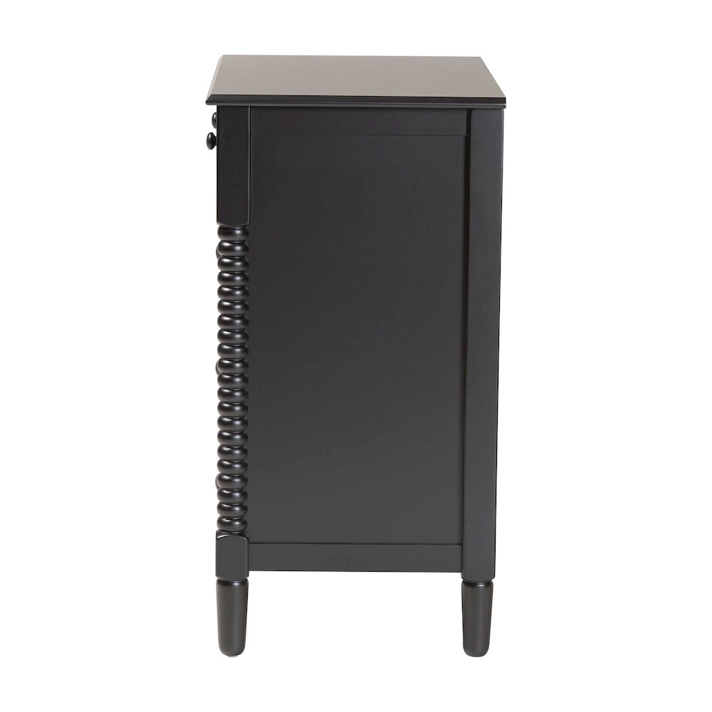 Braith Farmhouse Black Spindle Wood 5-Drawer Chest. Picture 4