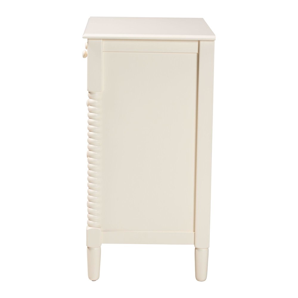 Braith Farmhouse Ivory Spindle Wood 5-Drawer Chest. Picture 4
