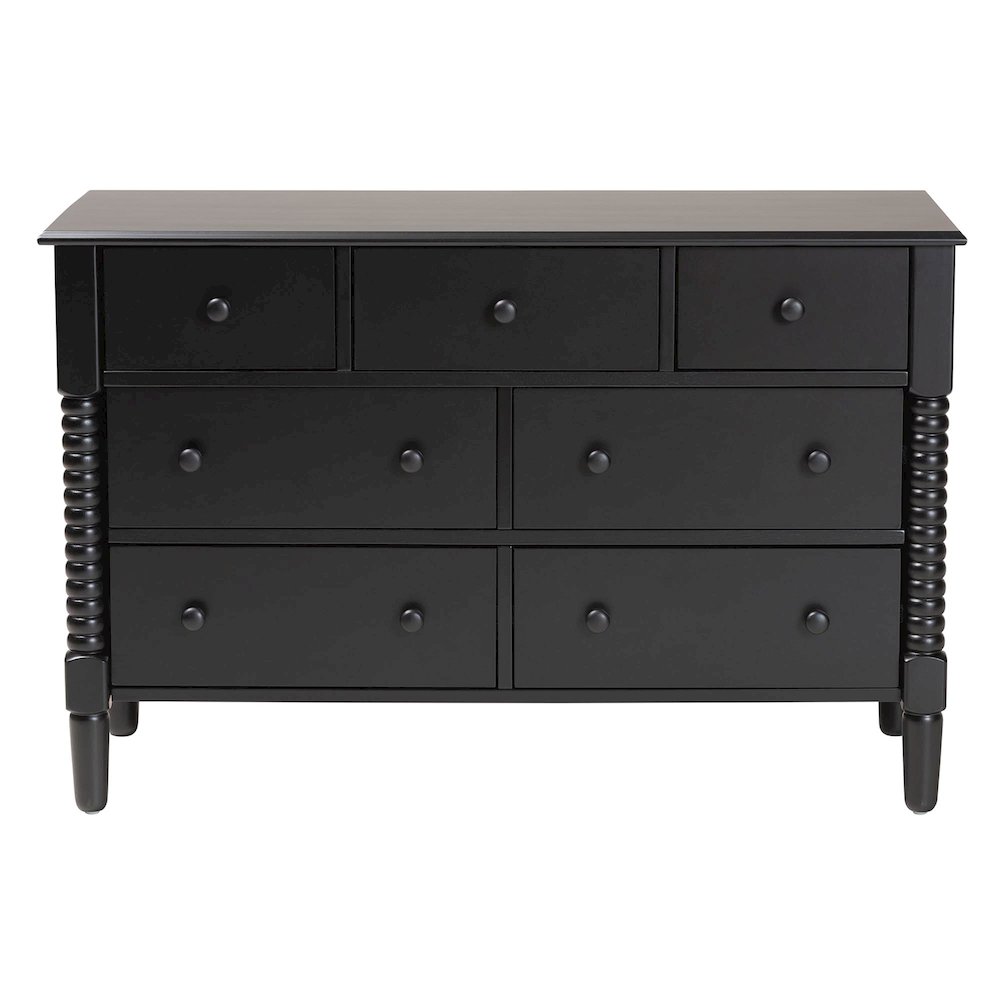 Braith Farmhouse Black Spindle Wood 7-Drawer Dresser. Picture 3