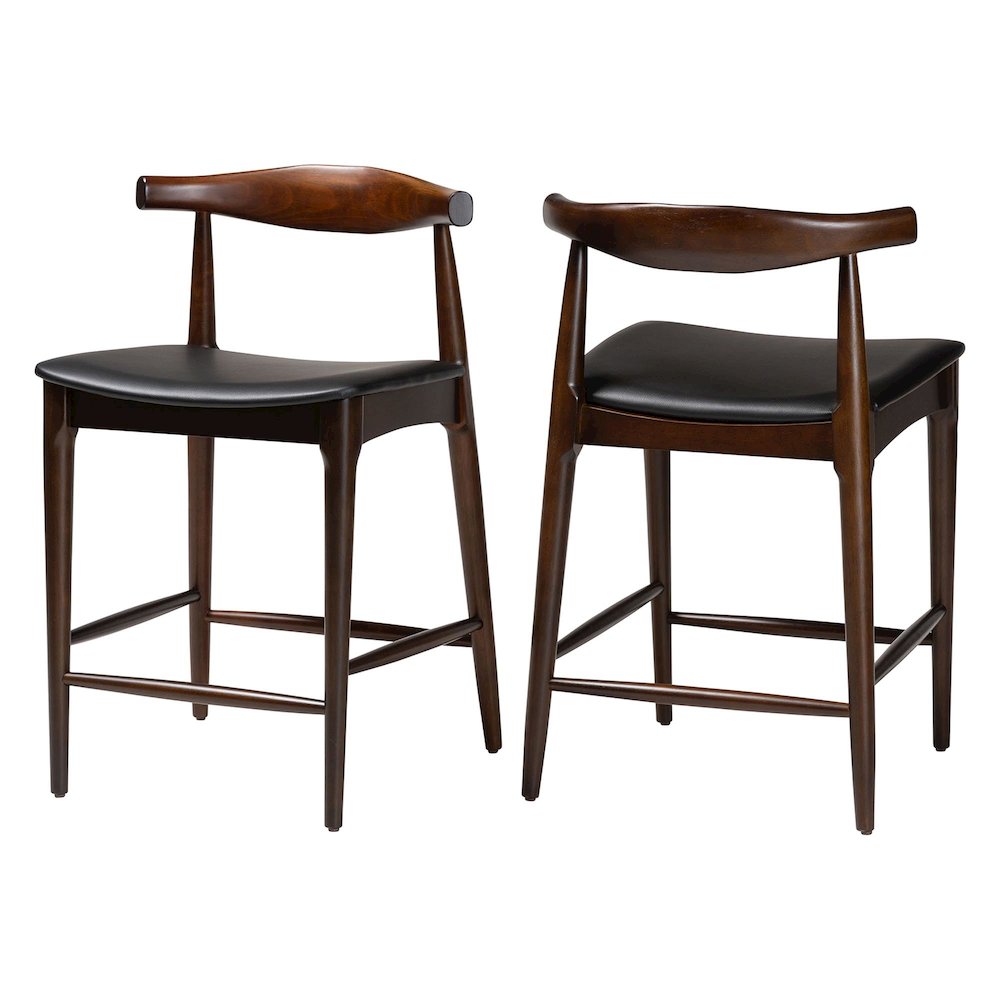 Eira Counter Stool Set of 2- Walnut Wood Frame Counter-height Chair. Picture 2