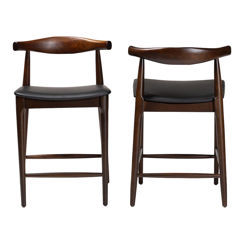 Eira Counter Stool Set of 2- Walnut Wood Frame Counter-height Chair. Picture 1