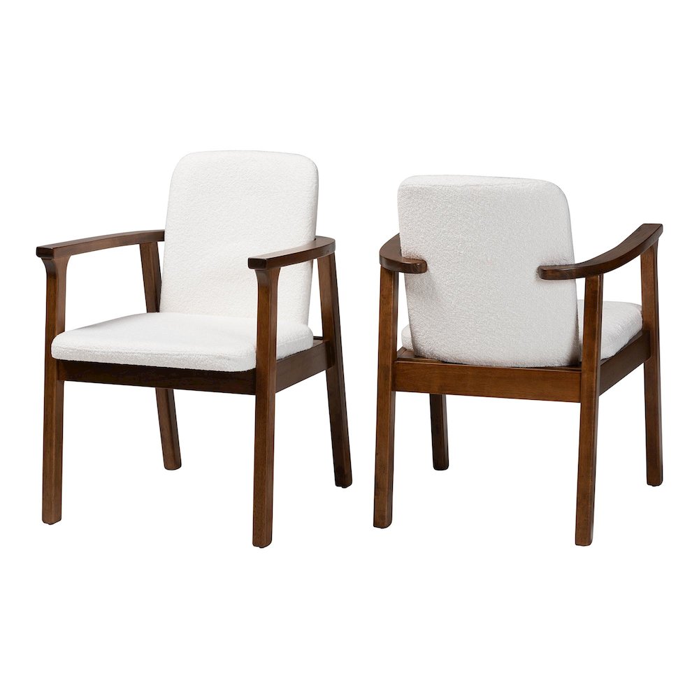 Miyagi Boucle Upholstered Dining Chair Set of 2- Mid-Century Modern Armchair. Picture 2