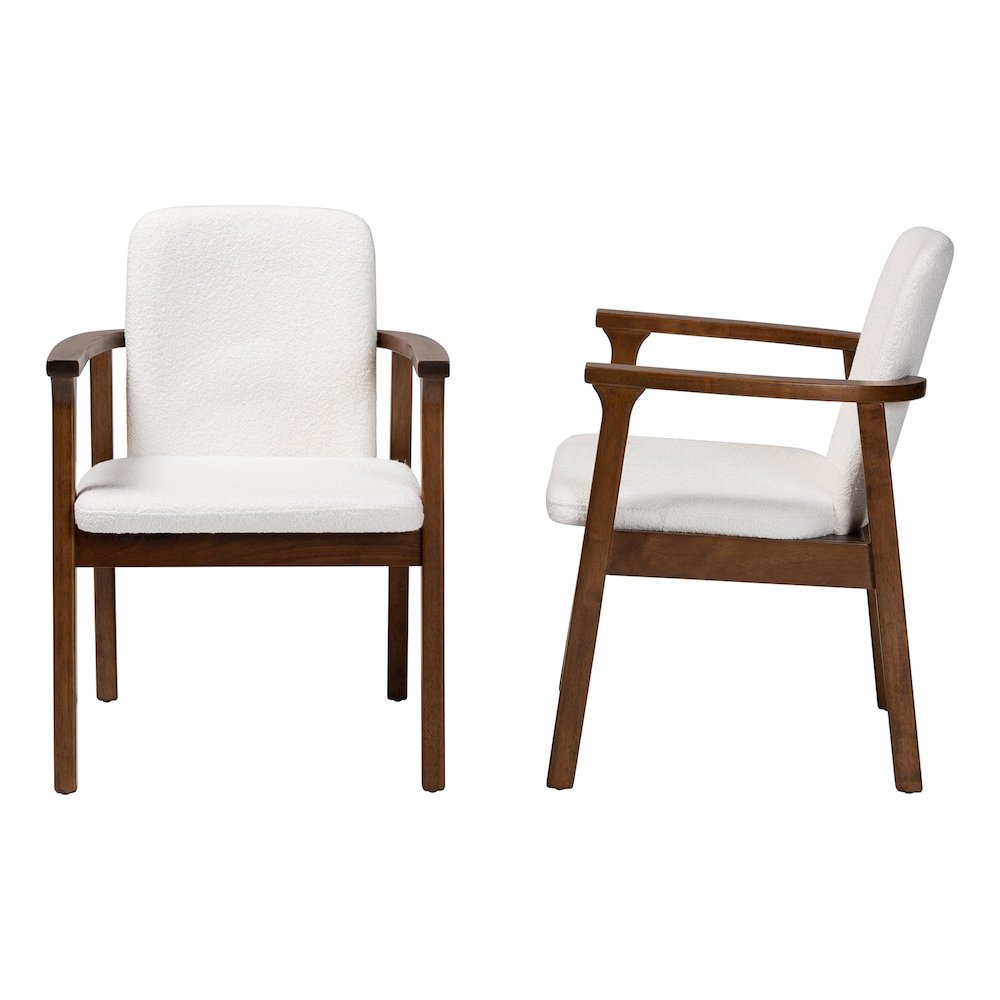 Miyagi Boucle Upholstered Dining Chair Set of 2- Mid-Century Modern Armchair. Picture 3