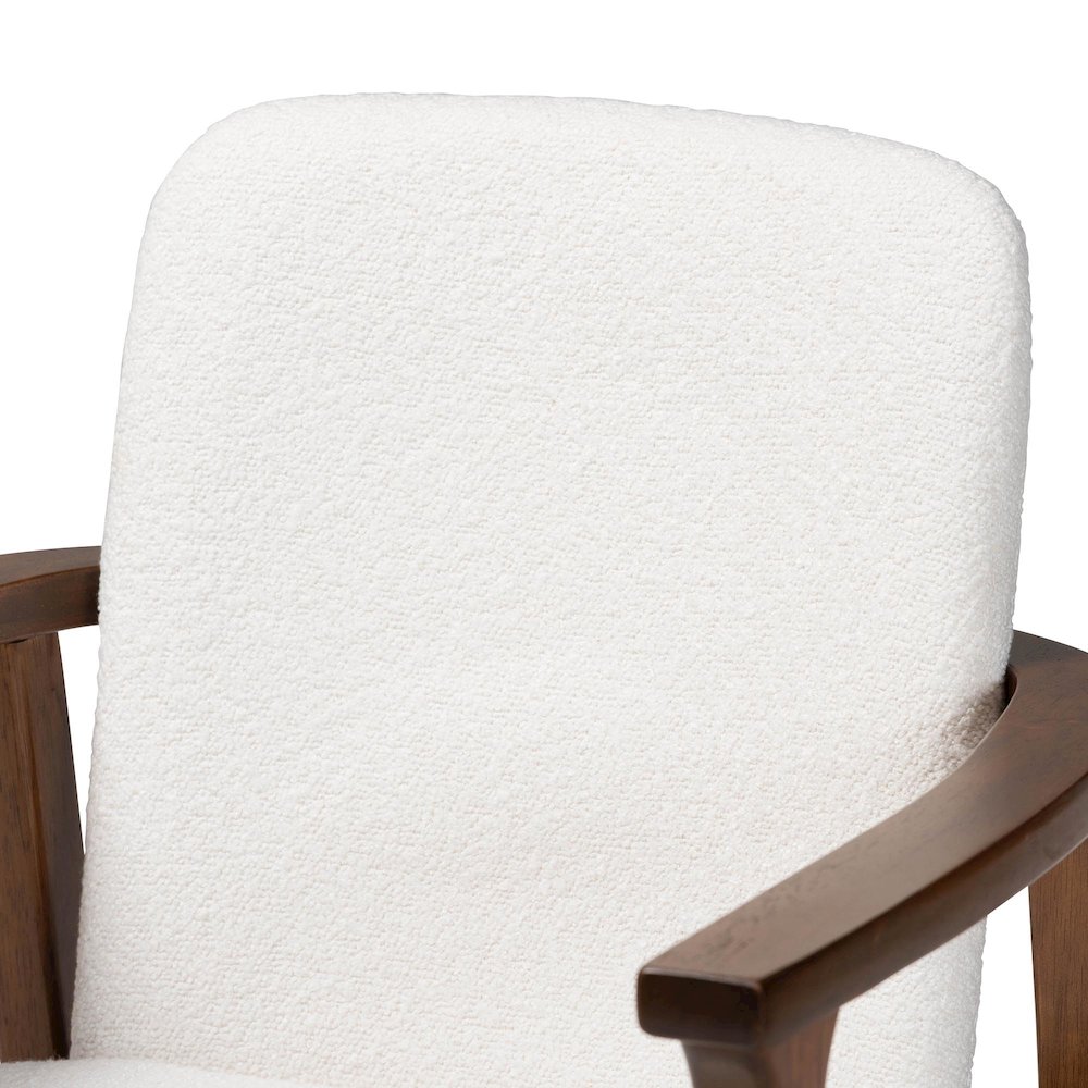 Miyagi Boucle Upholstered Dining Chair Set of 2- Mid-Century Modern Armchair. Picture 4