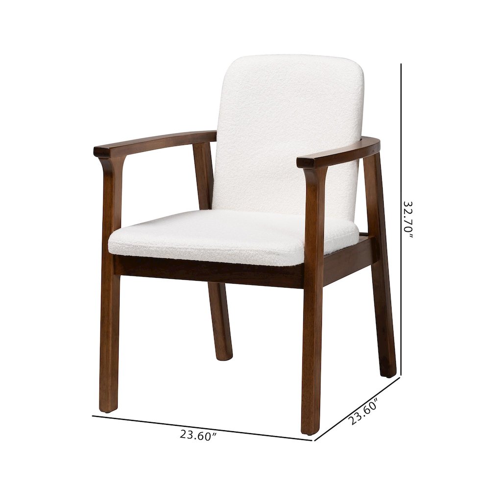 Miyagi Boucle Upholstered Dining Chair Set of 2- Mid-Century Modern Armchair. Picture 8