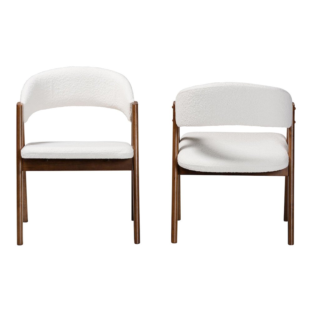 Virden Boucle Upholstered Dining Chair Set of 2- Mid-Century Modern Armchair. Picture 1
