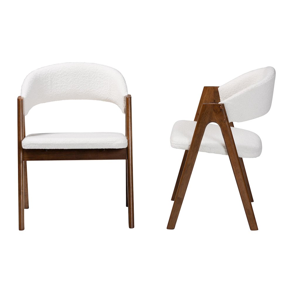Virden Boucle Upholstered Dining Chair Set of 2- Mid-Century Modern Armchair. Picture 3