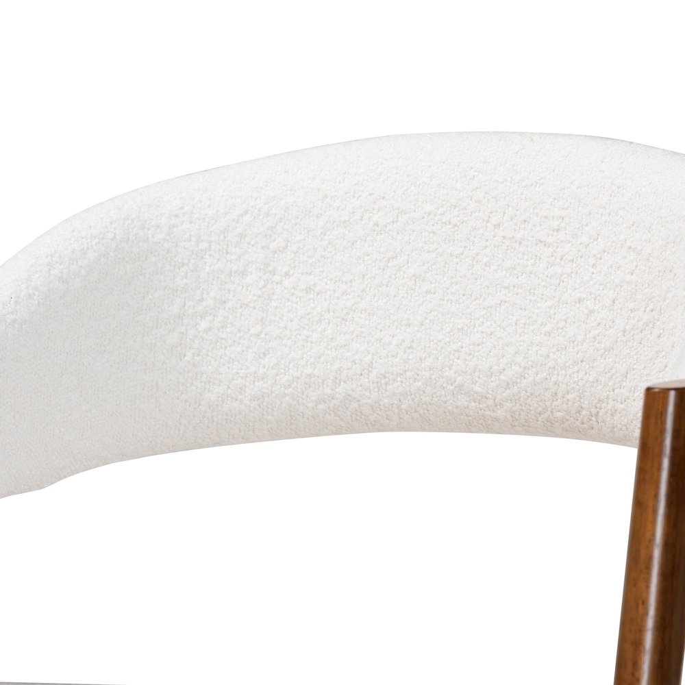 Virden Boucle Upholstered Dining Chair Set of 2- Mid-Century Modern Armchair. Picture 4