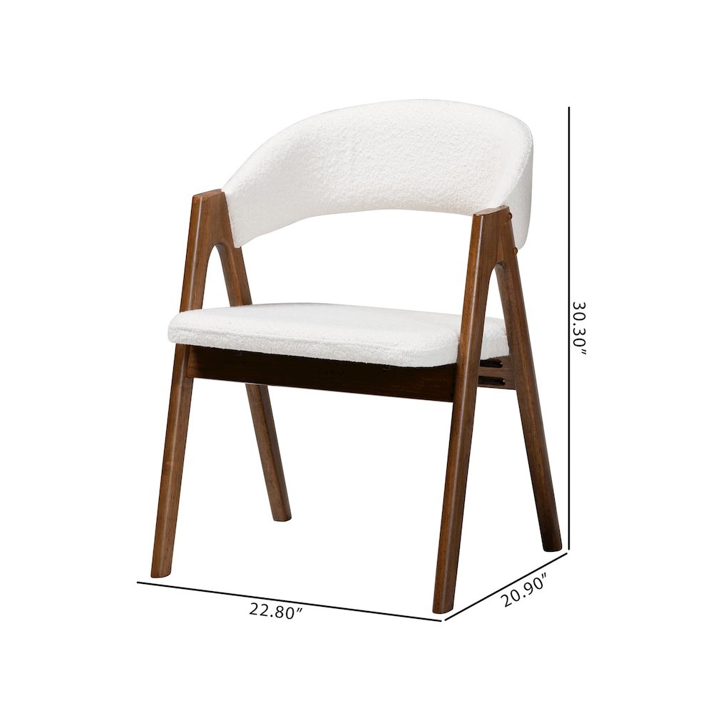 Virden Boucle Upholstered Dining Chair Set of 2- Mid-Century Modern Armchair. Picture 8