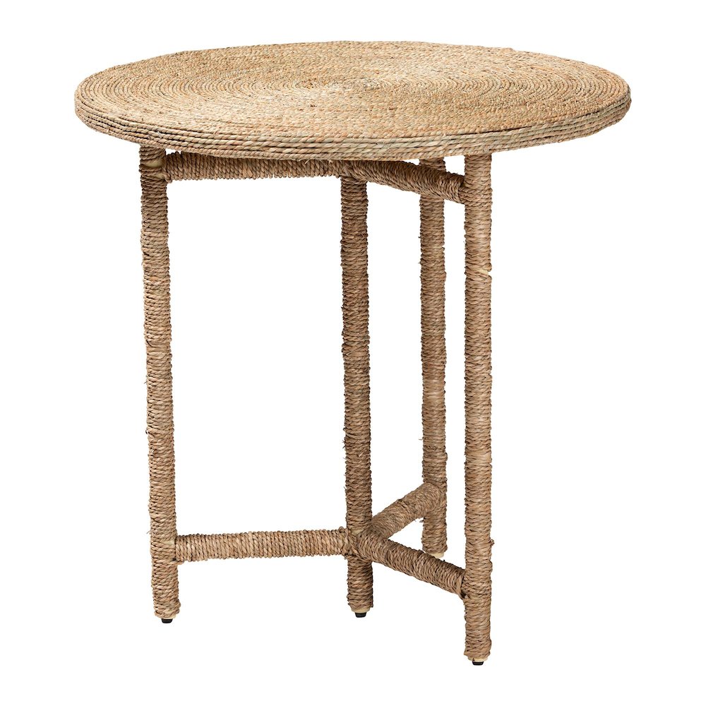 Fumito Handwoven Seagrass End Table - Round Boho Side Table. Picture 2