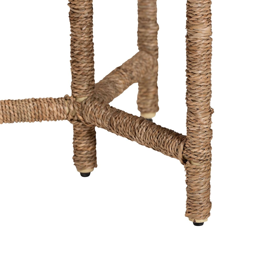 Fumito Handwoven Seagrass End Table - Round Boho Side Table. Picture 3