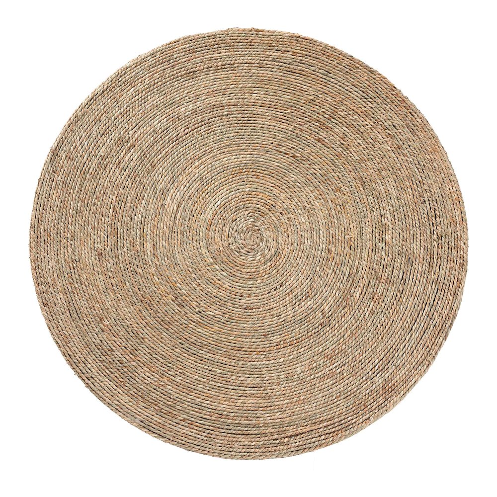 Fumito Handwoven Seagrass End Table - Round Boho Side Table. Picture 4