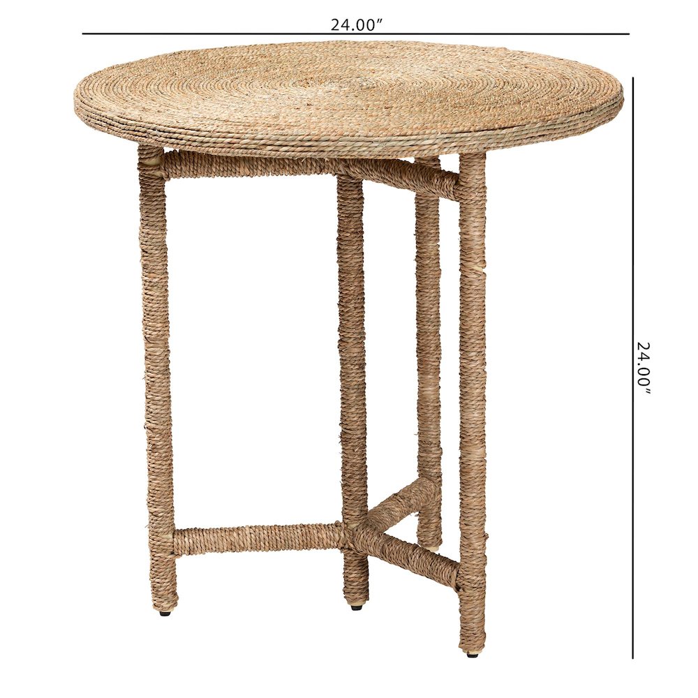 Fumito Handwoven Seagrass End Table - Round Boho Side Table. Picture 7