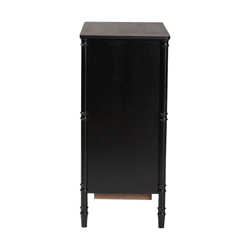 Black Wood Chest of Drawers with Gold Handles - 4-Drawer Dresser. Picture 4