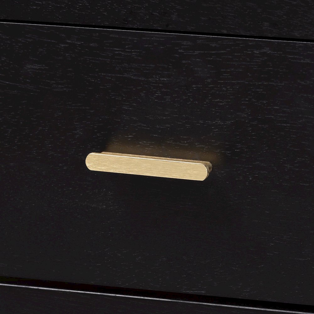 Black Wood Chest of Drawers with Gold Handles - 4-Drawer Dresser. Picture 5