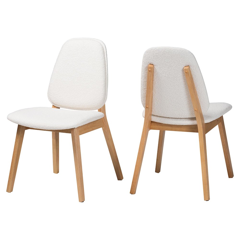 Hudson Boucle Upholstered Dining Chair Set of 2- Mid-Century Modern Side Chair. Picture 2