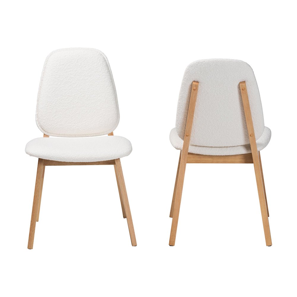 Hudson Boucle Upholstered Dining Chair Set of 2- Mid-Century Modern Side Chair. Picture 1