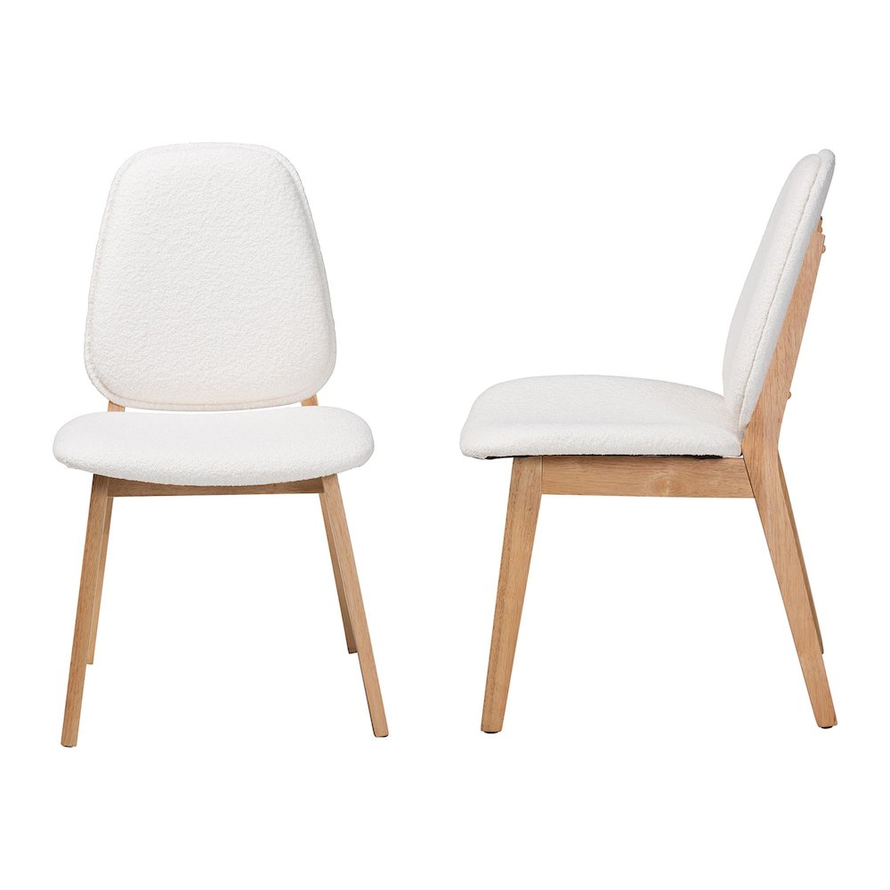 Hudson Boucle Upholstered Dining Chair Set of 2- Mid-Century Modern Side Chair. Picture 3