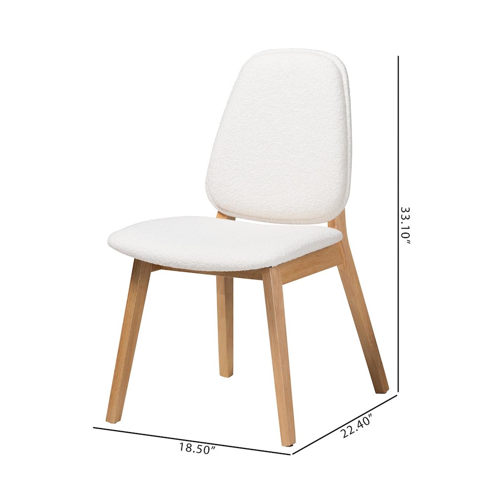 Hudson Boucle Upholstered Dining Chair Set of 2- Mid-Century Modern Side Chair. Picture 8