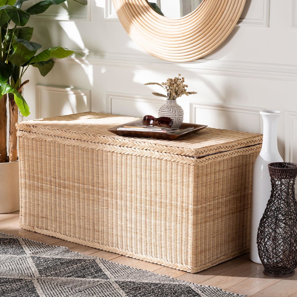 Caden Braided Natural Rattan Chest. Picture 8