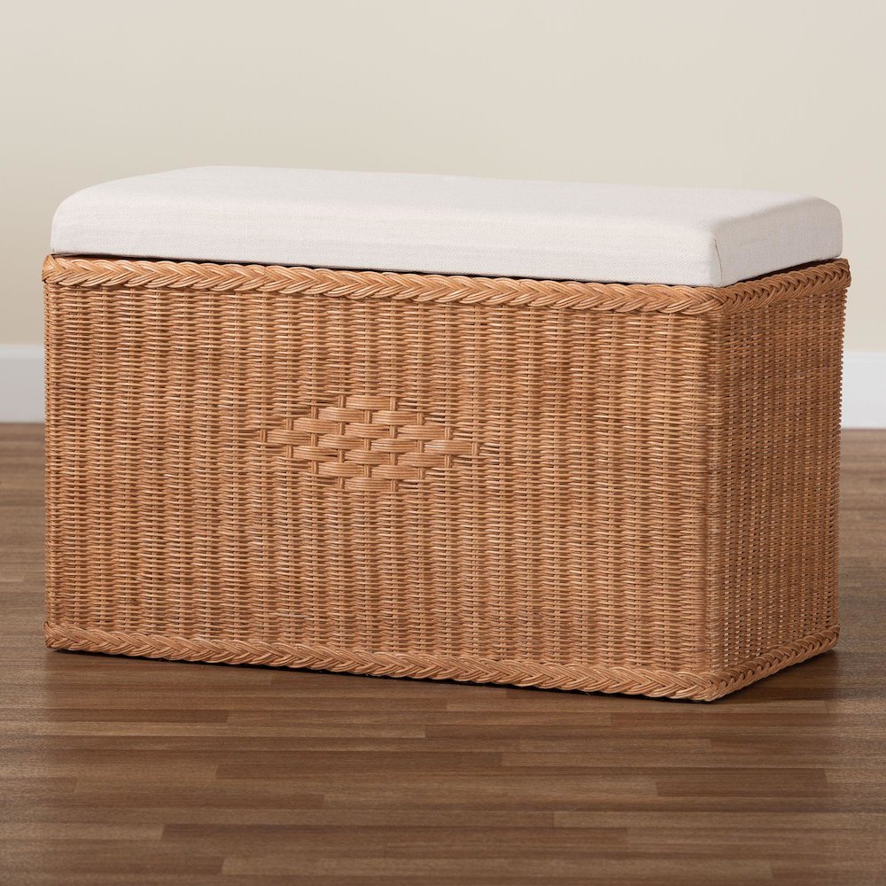 Eamon Braided Natural Rattan Storage Bench. Picture 10