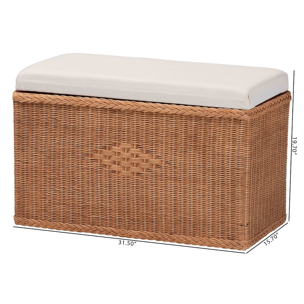 Eamon Braided Natural Rattan Storage Bench. Picture 11