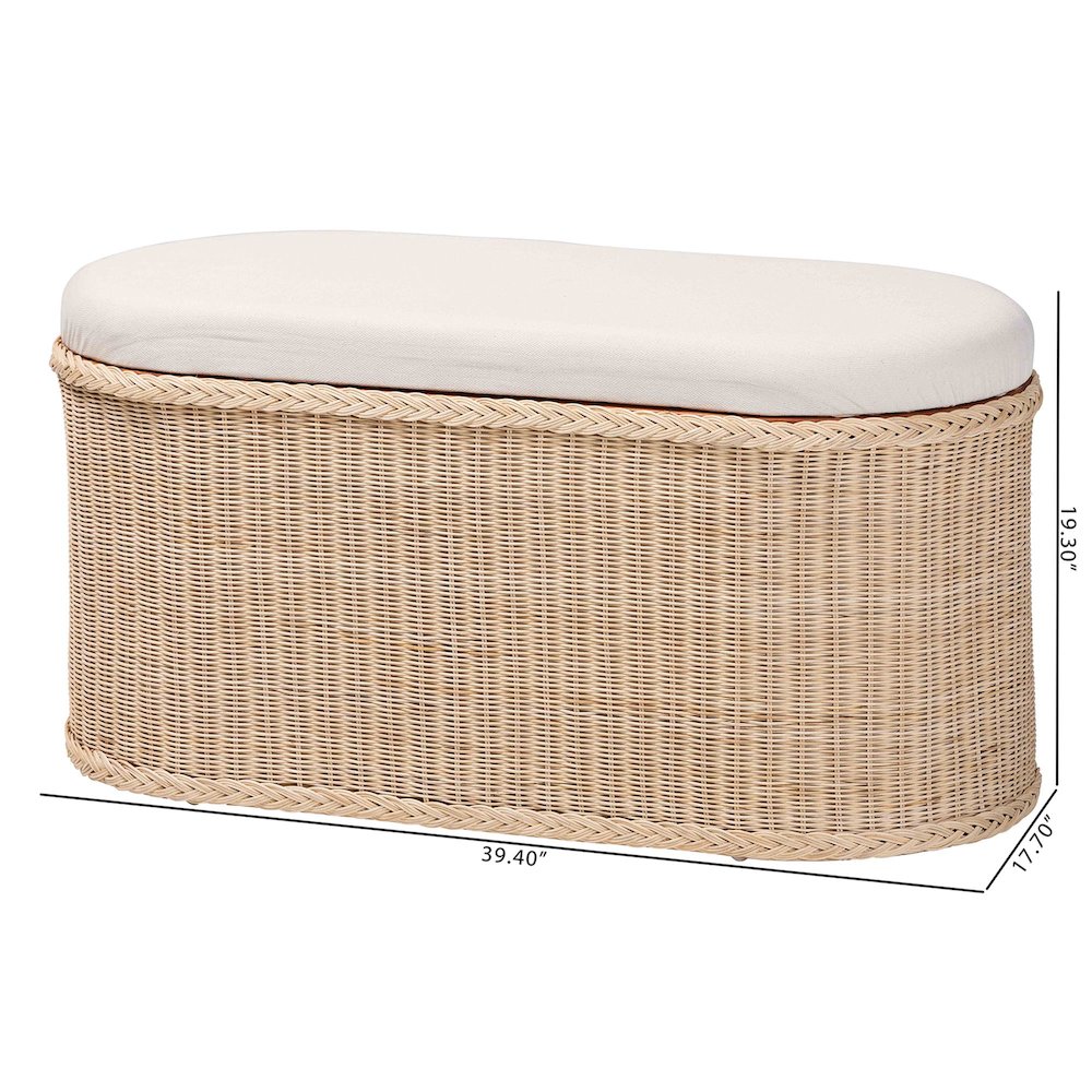 Barid Braided Natural Rattan Storage Bench. Picture 11