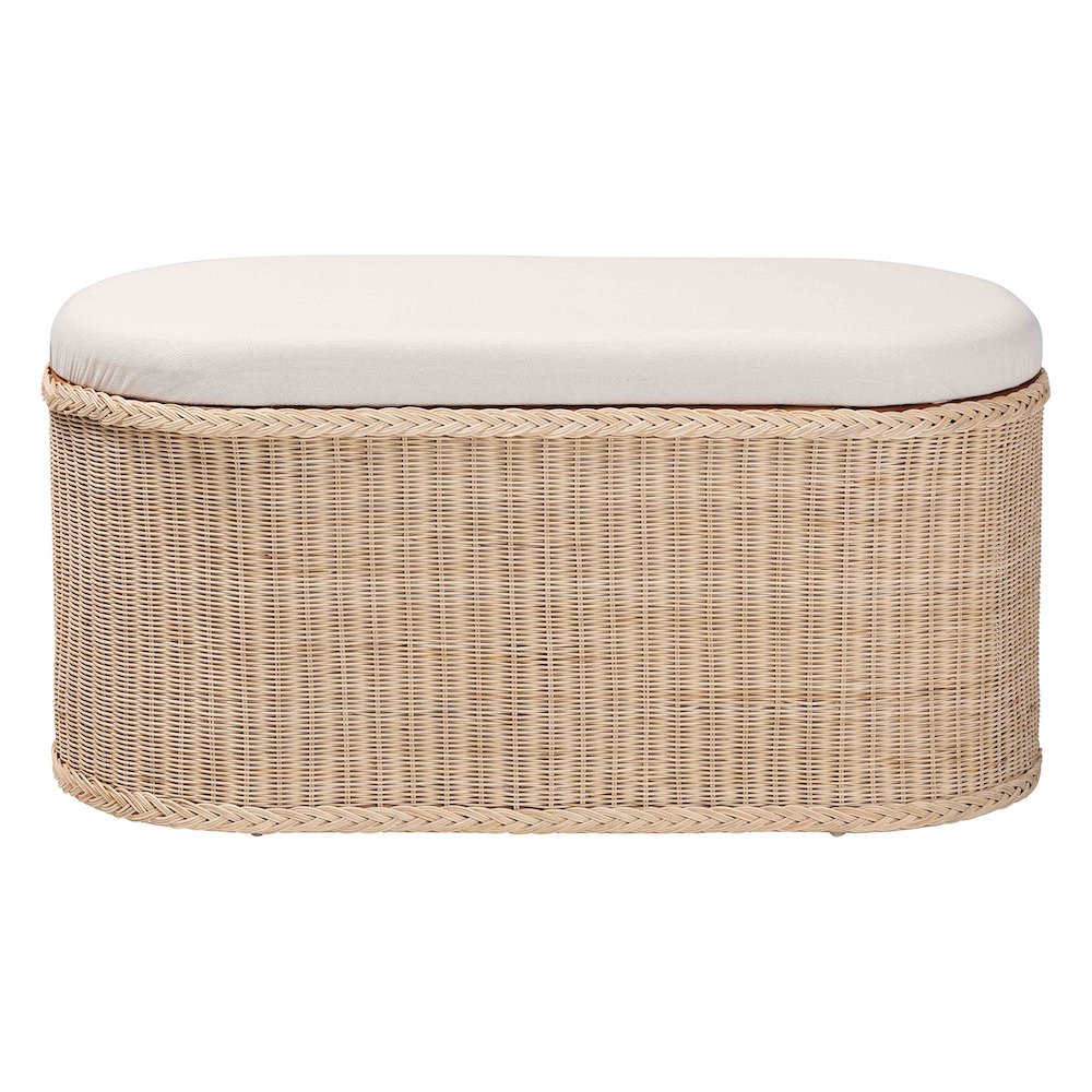 Barid Braided Natural Rattan Storage Bench. Picture 3