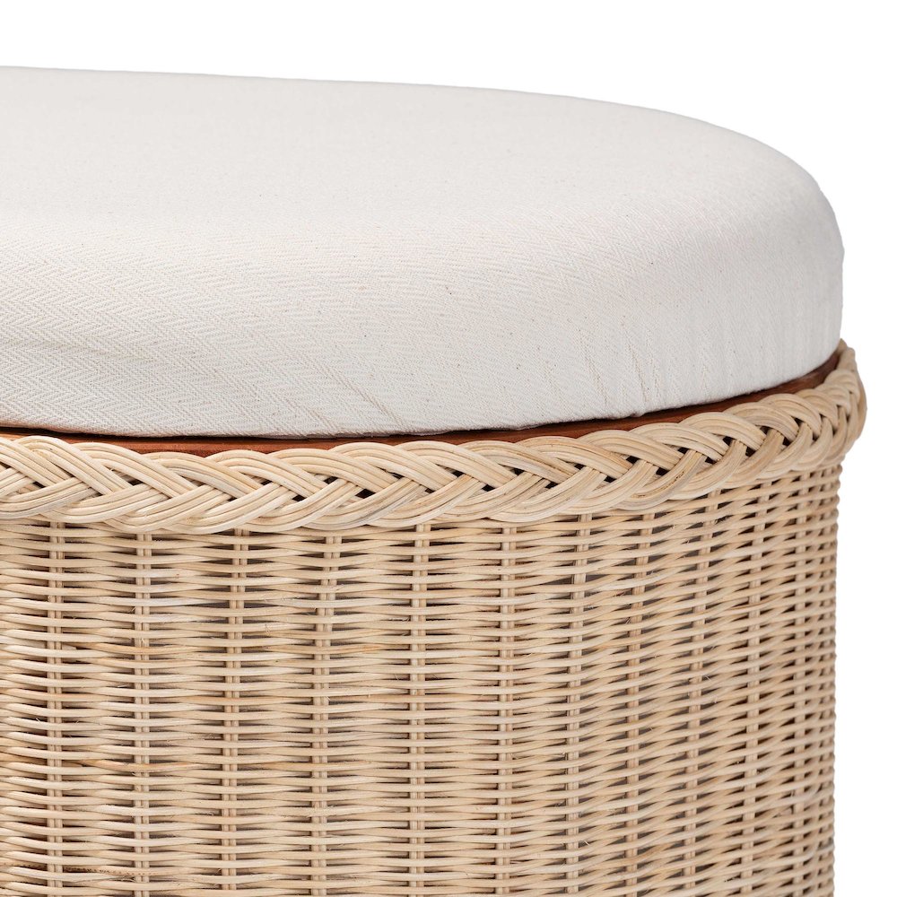 Barid Braided Natural Rattan Storage Bench. Picture 5