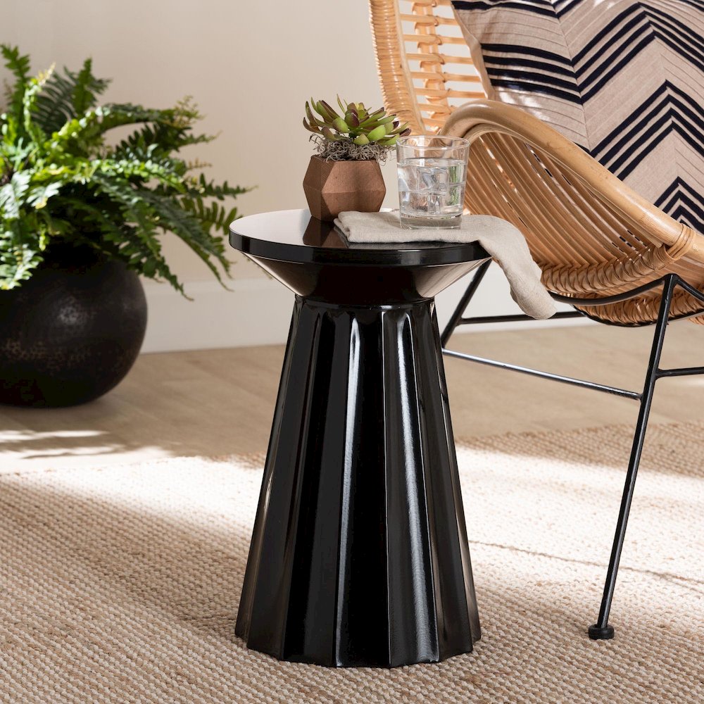 Ulmer Metal Scalloped Side Table - Modern Round Accent Table. Picture 6