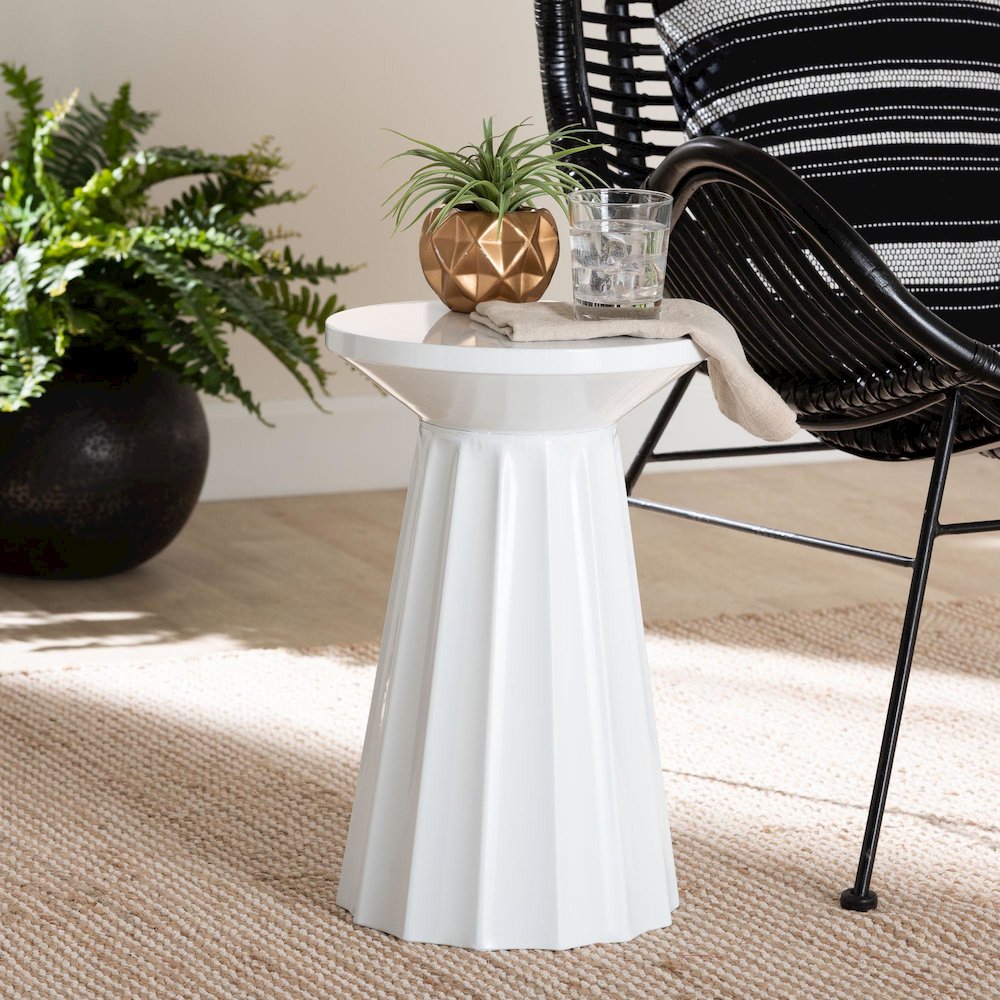 Ulmer Metal Scalloped Side Table - Modern Round Accent Table. Picture 6