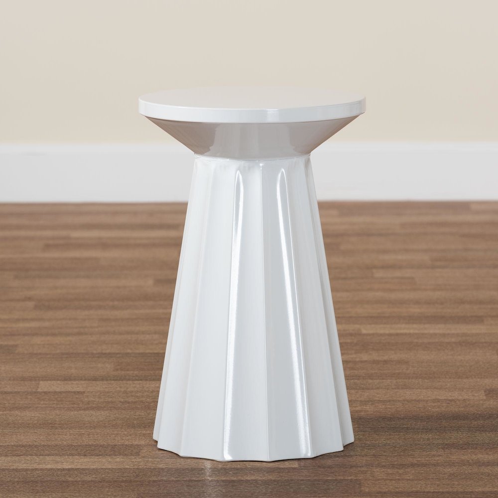 Ulmer Metal Scalloped Side Table - Modern Round Accent Table. Picture 7