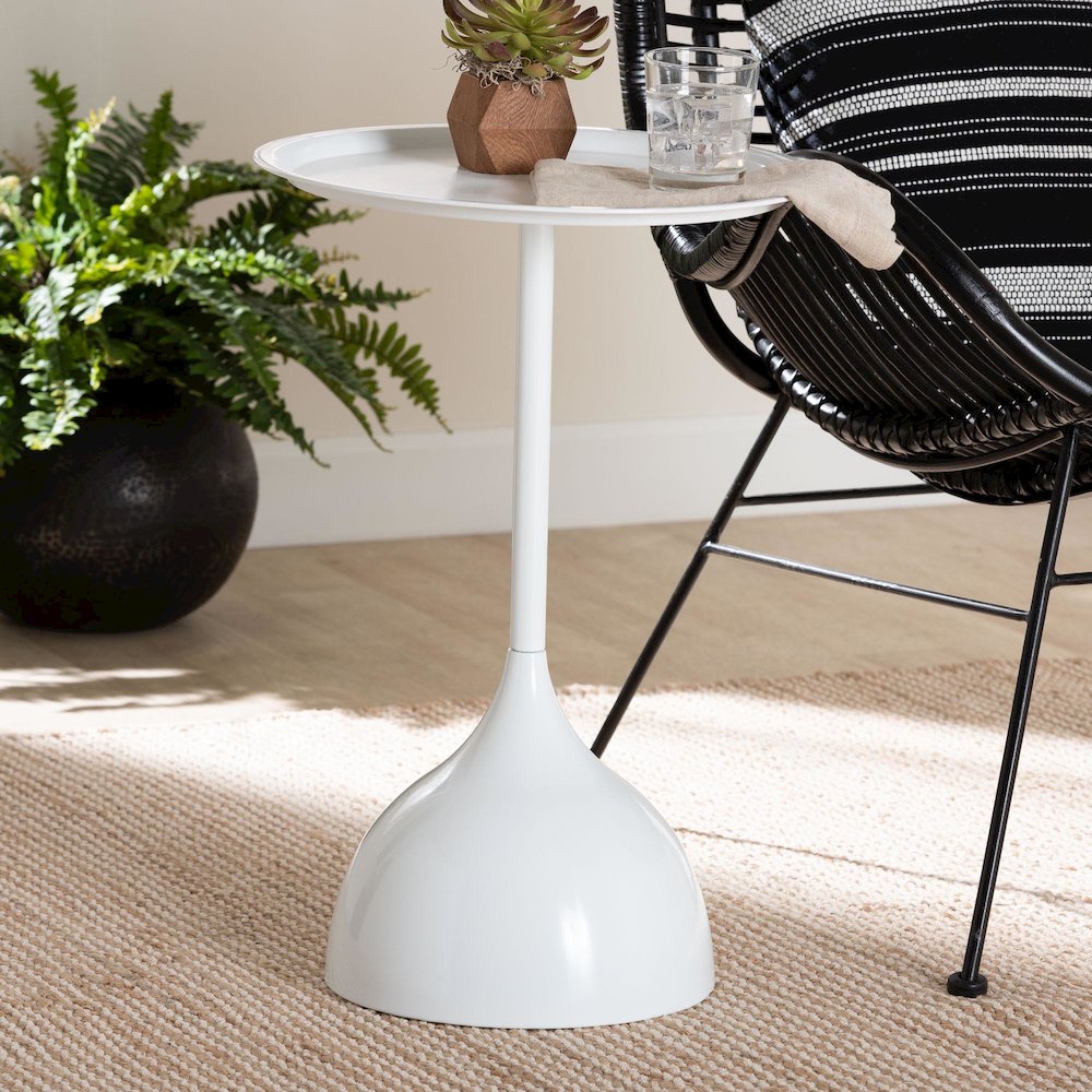 Webb White Metal Pedestal Side Table - Modern Accent Table. Picture 6