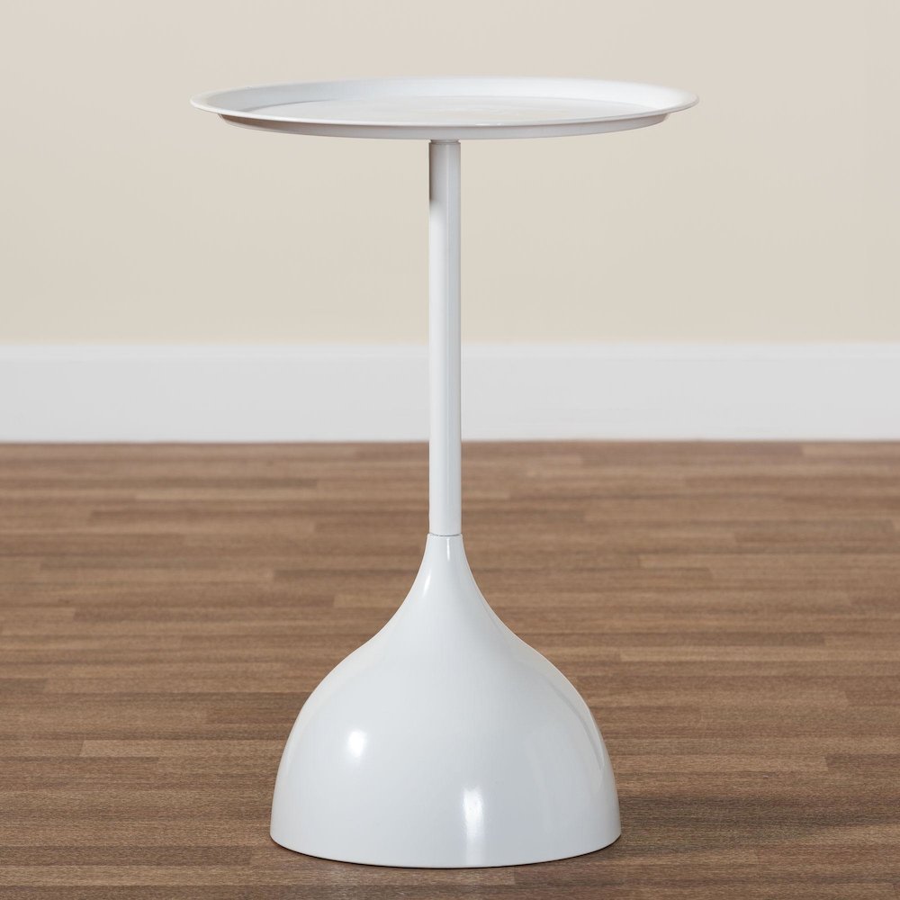 Webb White Metal Pedestal Side Table - Modern Accent Table. Picture 7