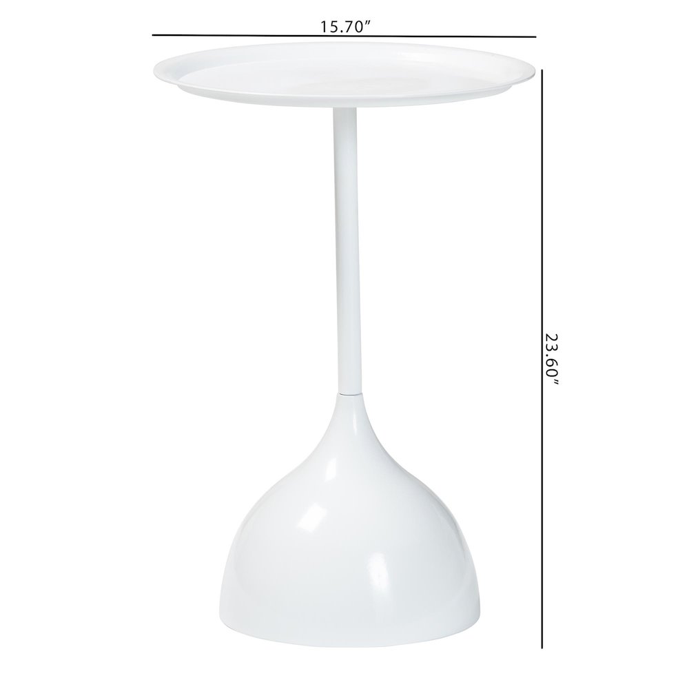 Webb White Metal Pedestal Side Table - Modern Accent Table. Picture 8