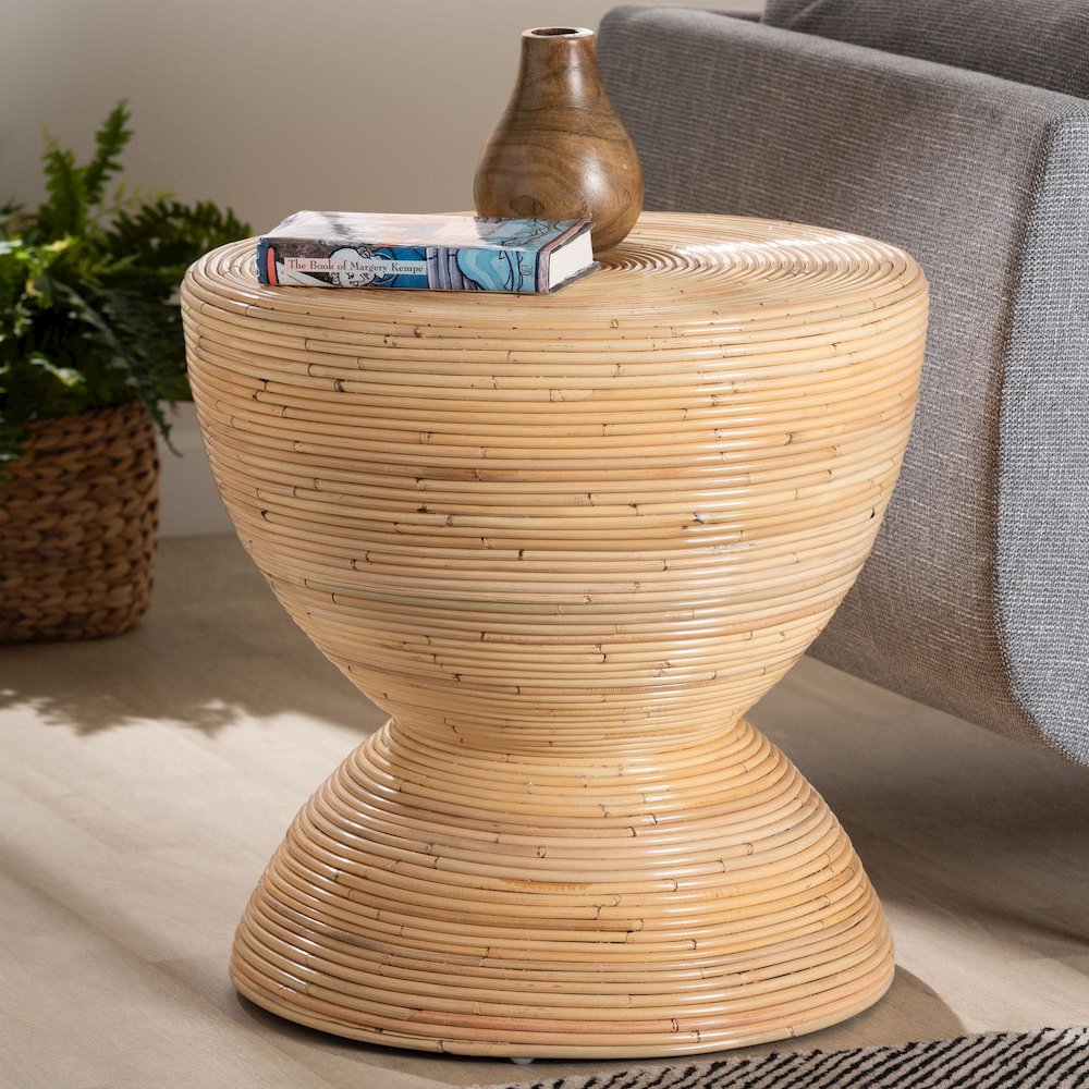 Tokyo Laminated Natural Rattan Side Table. Picture 6