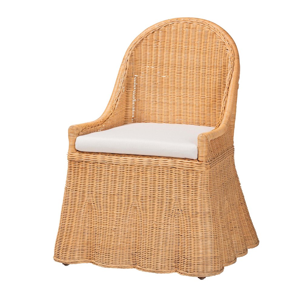 Natural Rattan Accent Chair - Hand Woven Wicker Dining Chair, Light Honey. Picture 1